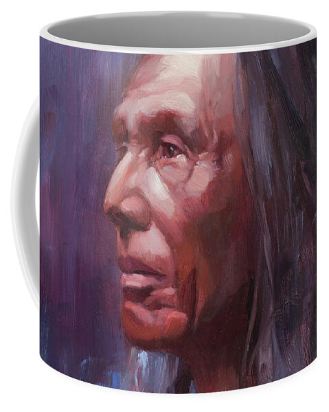 Indian Coffee Mug featuring the painting Three Eagles by Steve Henderson