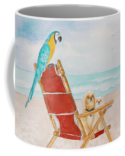 Beach Coffee Mug featuring the painting Three Friends at the Beach by Midge Pippel