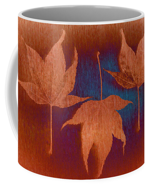 Leaves Coffee Mug featuring the photograph Three Maple Leaves by Don Schwartz