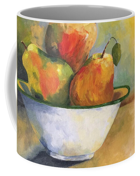 Fruit Coffee Mug featuring the painting Pearing Up by Jane Ricker