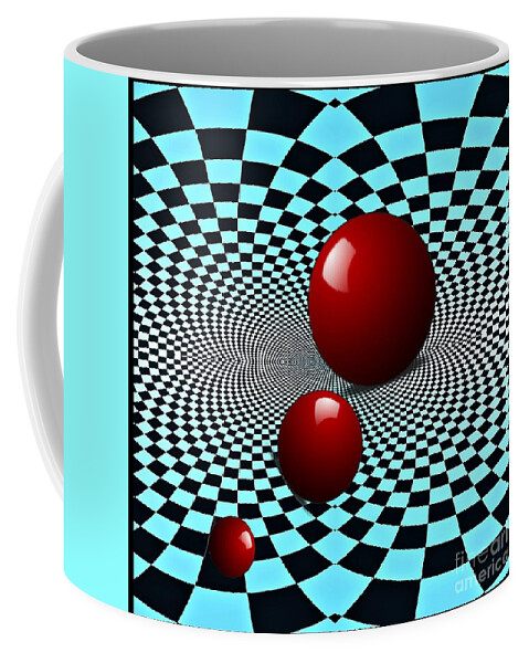 Circle Coffee Mug featuring the digital art Three Red Balls by Sarah Loft