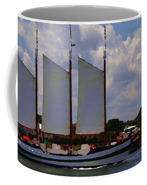 Charleston South Carolina Coffee Mug featuring the photograph Three Sails - Abstract by Jacqueline M Lewis