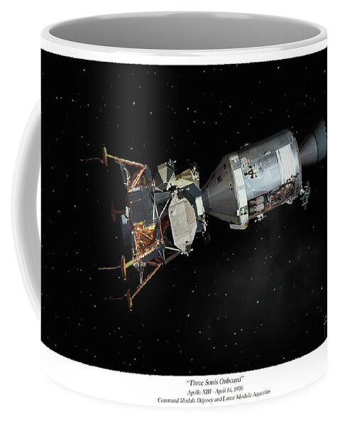 Space Art Coffee Mug featuring the digital art Three Souls Onboard by Mark Karvon