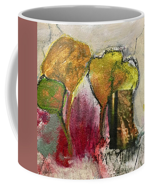 Abstract Coffee Mug featuring the painting Three Trees by Carole Johnson