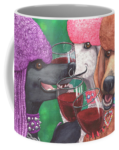 Poodle Coffee Mug featuring the painting Three Wining Bitches by Catherine G McElroy