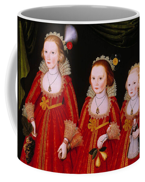 Follower Of William Larkin Coffee Mug featuring the painting Three Young Girls by Follower of William Larkin