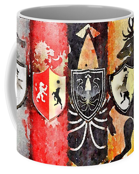 Game Of Thrones Coffee Mug featuring the painting Thrones by HELGE Art Gallery