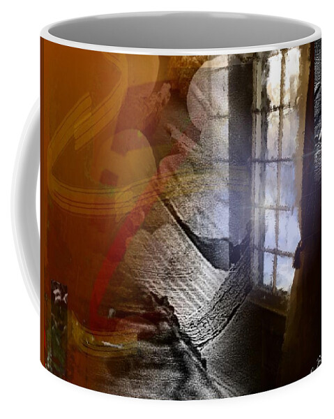 Abstract Coffee Mug featuring the mixed media Through a Window 4 by Janis Kirstein