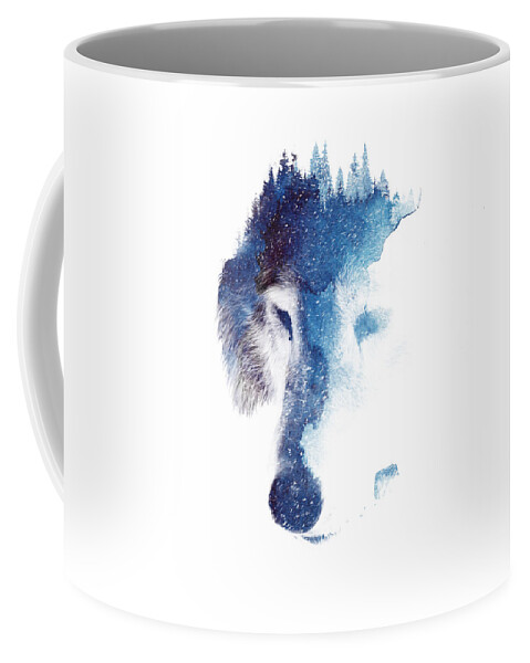 Wolf Coffee Mug featuring the mixed media Through many storms by Robert Farkas
