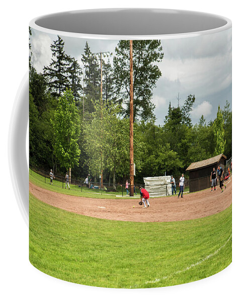 Throw To Third Coffee Mug featuring the photograph Throw to Third by Tom Cochran