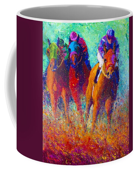 Horses Coffee Mug featuring the painting Thundering Hooves by Marion Rose