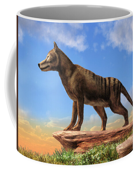 Thylacine Coffee Mug featuring the digital art Thylacine by Daniel Eskridge