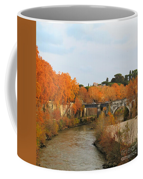Rome Coffee Mug featuring the photograph Tiber River in Autumn 2 by Laurie Morgan