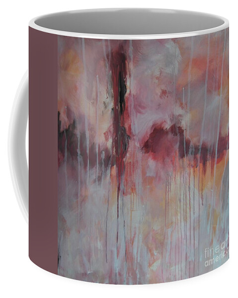 Abstract Coffee Mug featuring the painting Tickled Pink 2 by Kristen Abrahamson