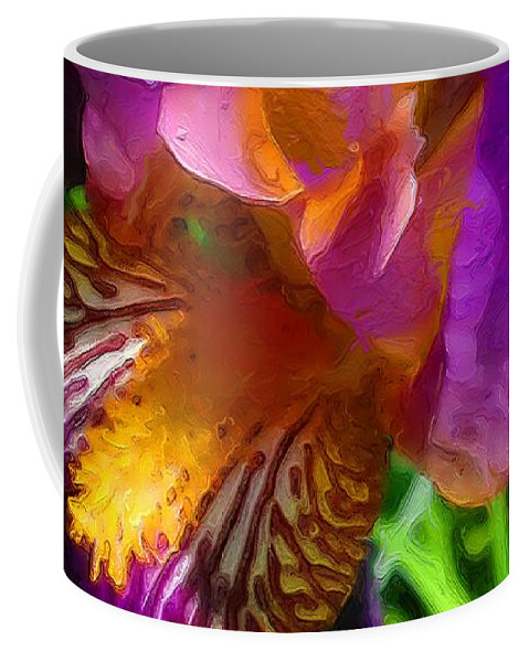 Landscape Coffee Mug featuring the photograph Tiger Iris in Watercolor by Morgan Carter