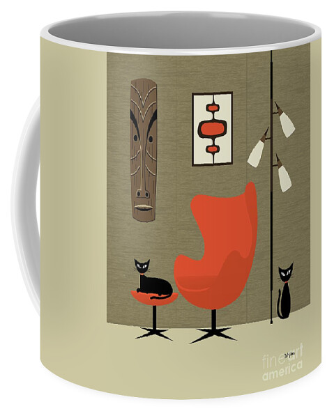 Tiki Coffee Mug featuring the digital art Tiki on the Wall by Donna Mibus