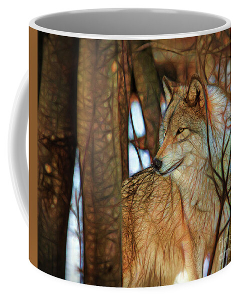 Wolf Coffee Mug featuring the photograph Timber Wolf Colorful Art by Eleanor Abramson
