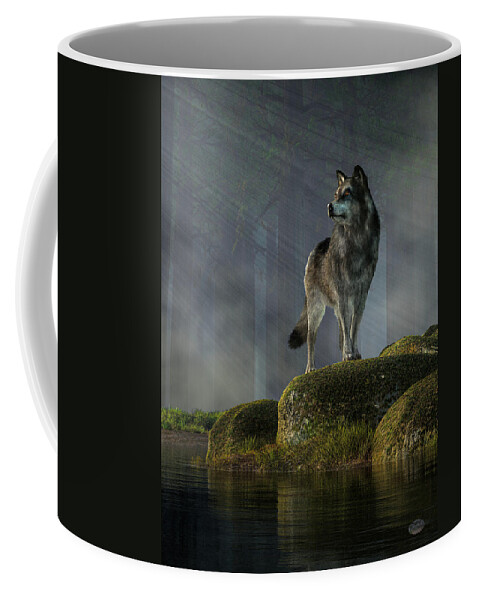 Timber Wolf Coffee Mug featuring the digital art Timber Wolf by Daniel Eskridge