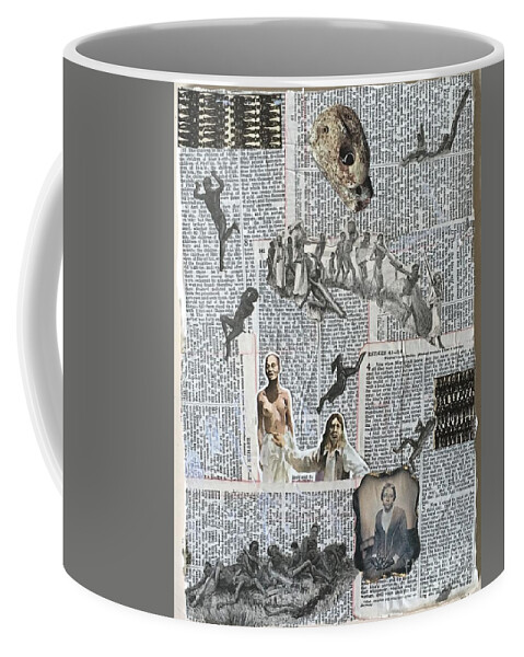 Collage Coffee Mug featuring the mixed media Time of words by M Bellavia