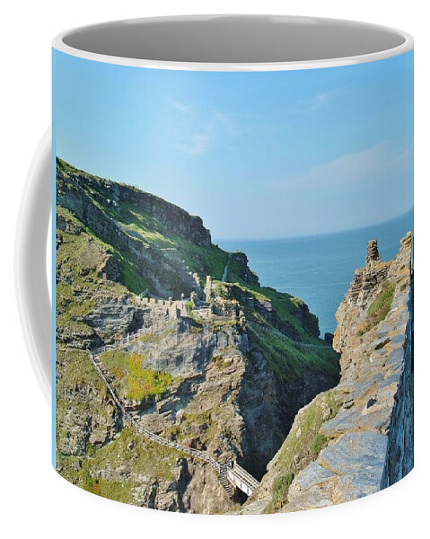 Tintagel Coffee Mug featuring the photograph TIntagel Castle Island by Richard Brookes