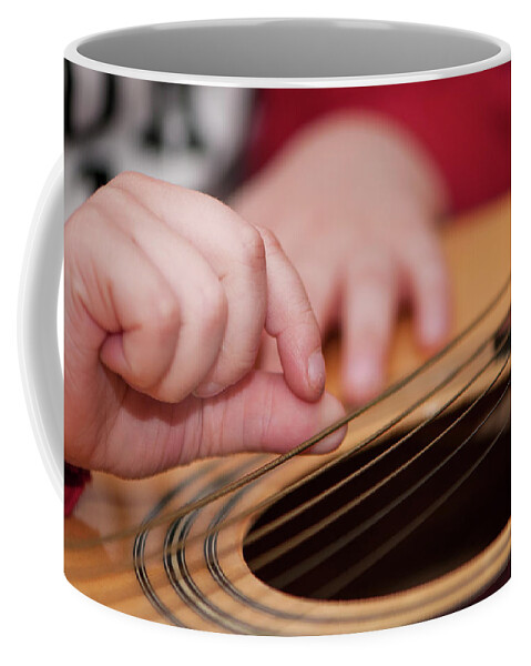 American Children Coffee Mug featuring the photograph Tiny Strummer by Brian Green