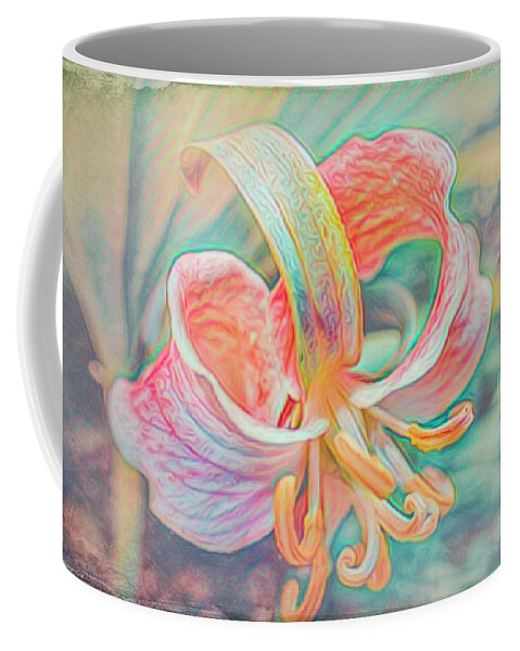 Garden Coffee Mug featuring the photograph Tiny Wild Lily in Soft Watercolors by Debra and Dave Vanderlaan