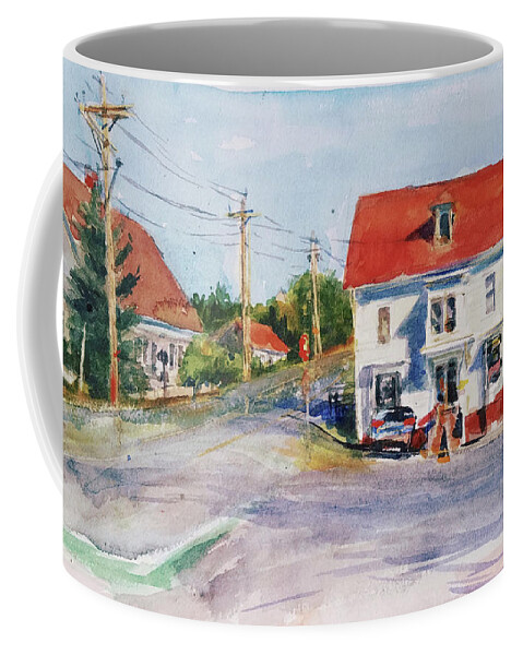 Massachusetts Coffee Mug featuring the painting Salty Market, North Truro #1 by Peter Salwen