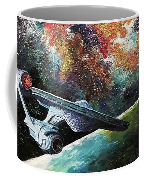 Star Trek Coffee Mug featuring the painting To go beyond by David Maynard
