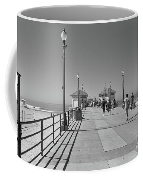 Huntington Beach Coffee Mug featuring the photograph To The Sea on Huntington Beach Pier by Ana V Ramirez