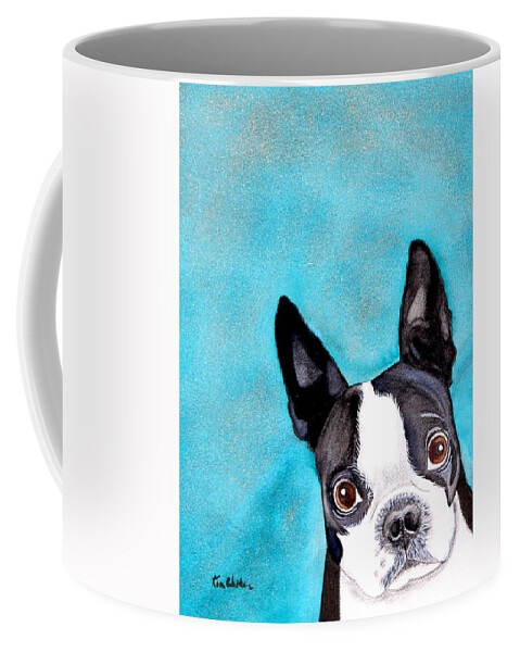 Blue Coffee Mug featuring the painting Toby Watercolor by Kimberly Walker
