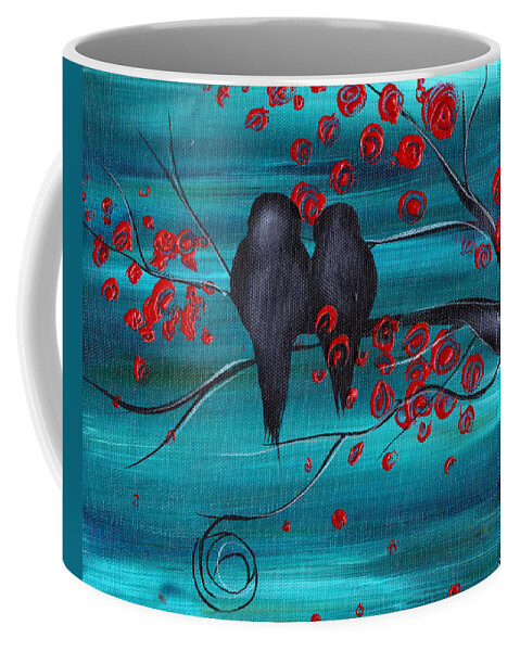 Love Birds Coffee Mug featuring the painting Together as one by Abril Andrade