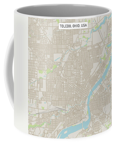 Toledo Coffee Mug featuring the digital art Toledo Ohio US City Street Map by Frank Ramspott