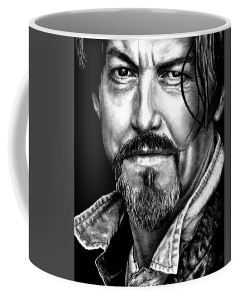 Tommy Flanagan Coffee Mug featuring the drawing Tommy Flanagan as Chibs Telford by Rick Fortson