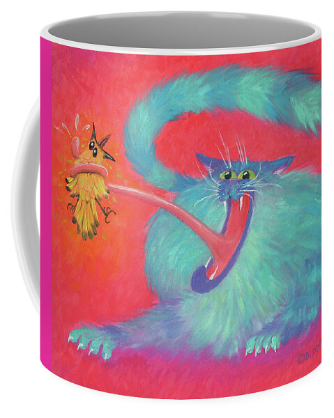 Cat Coffee Mug featuring the painting Tongue-Tied by Baron Dixon