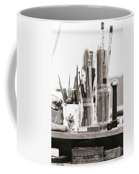 Artist Coffee Mug featuring the photograph Tools of the Artist by Linda Lees
