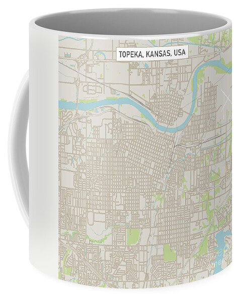 Topeka Coffee Mug featuring the digital art Topeka Kansas US City Street Map by Frank Ramspott