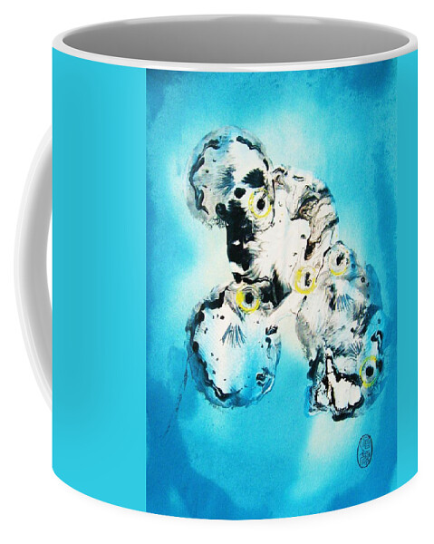 Original: Abstract Coffee Mug featuring the painting Tora Fugu's at forty fathoms by Thea Recuerdo