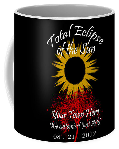 Total Coffee Mug featuring the digital art Total Eclipse Art for T Shirts Sun and Tree on Black by Debra and Dave Vanderlaan