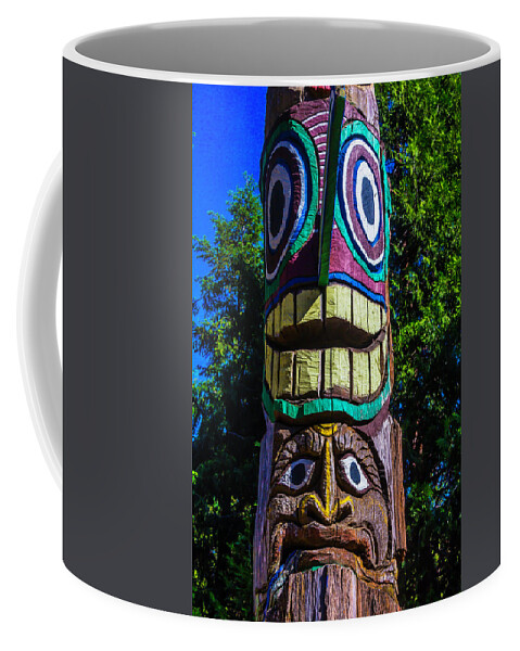 Colorful Coffee Mug featuring the photograph Totem Pole Figures by Garry Gay