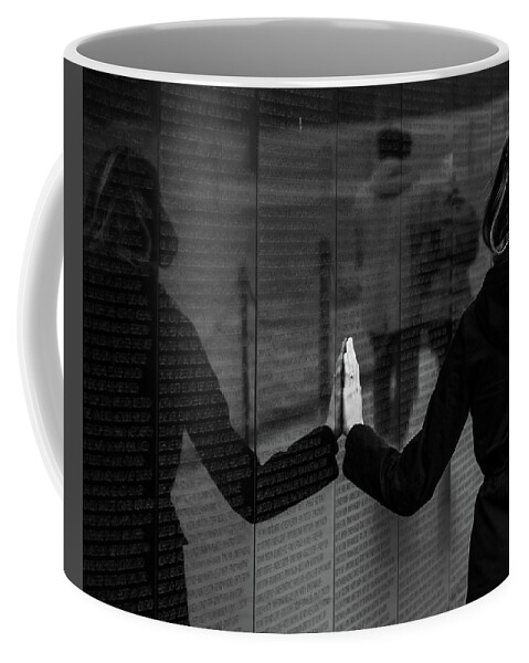 Vietnam Memorial Coffee Mug featuring the photograph Touching Moment by Dennis Dame
