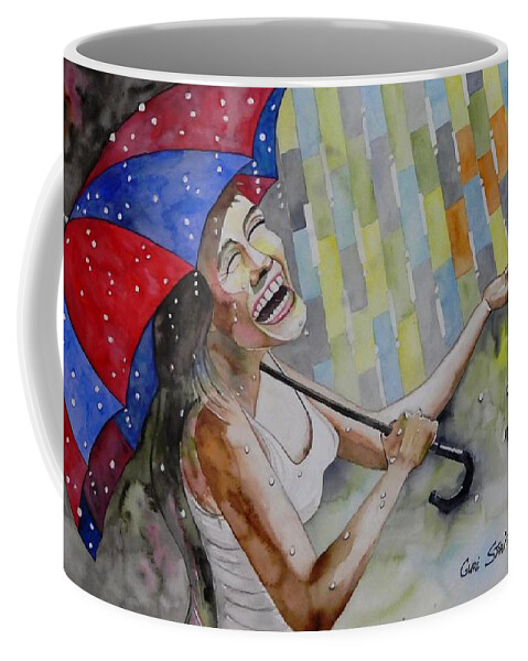 Rain Coffee Mug featuring the painting Touching the Rain by Guri Stark