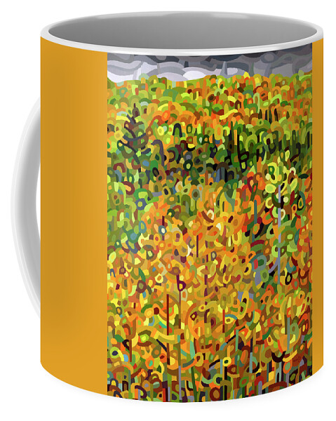 Fine Art Coffee Mug featuring the painting Towards Autumn by Mandy Budan