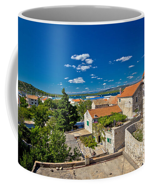 Betina Coffee Mug featuring the photograph Town of Betina architecture and coast by Brch Photography