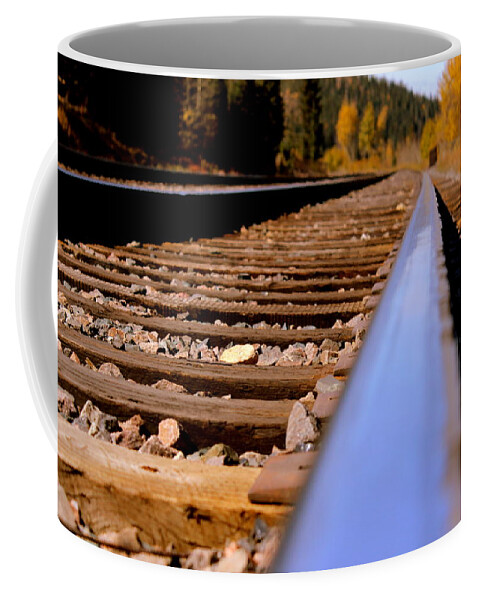 Rail Coffee Mug featuring the photograph On The Right Track To Nature by Fiona Kennard