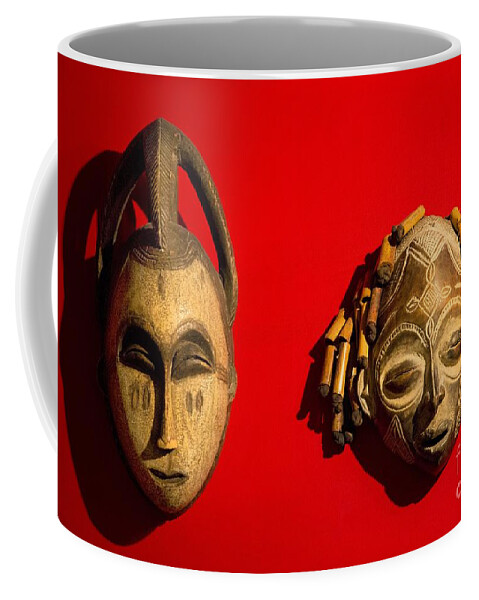 African Coffee Mug featuring the photograph Traditional African Masks by Al Bourassa