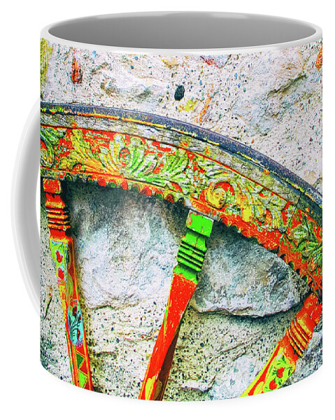 Cart Coffee Mug featuring the photograph Traditional Sicilian cart wheel detail by Silvia Ganora
