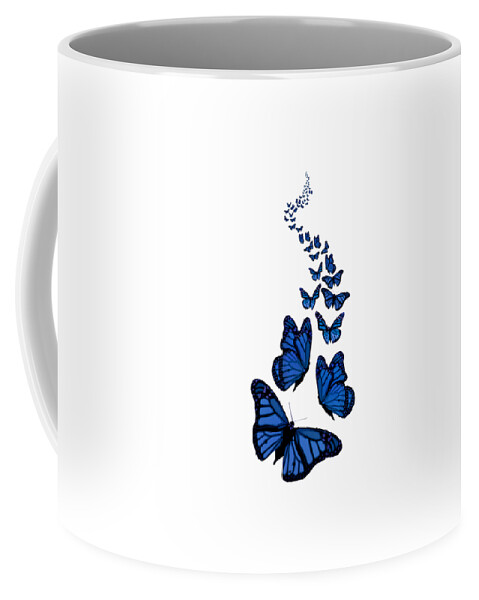 Blue Butterflies Coffee Mug featuring the digital art Trail of the Blue Butterflies transparent background by Barbara St Jean
