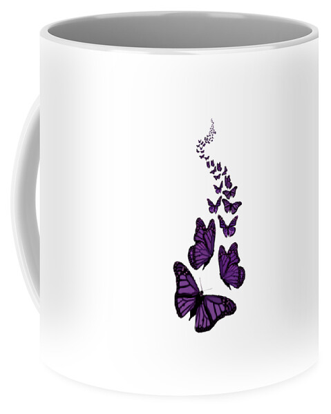 Purple Coffee Mug featuring the digital art Trail of the Purple Butterflies Transparent Background by Barbara St Jean