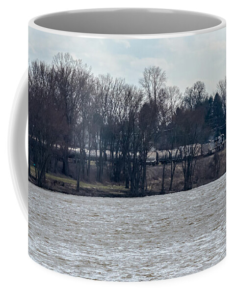 Train Coffee Mug featuring the photograph Train Across the Ohio by Holden The Moment
