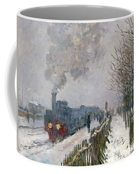 Train Coffee Mug featuring the painting Train in the Snow or The Locomotive by Claude Monet